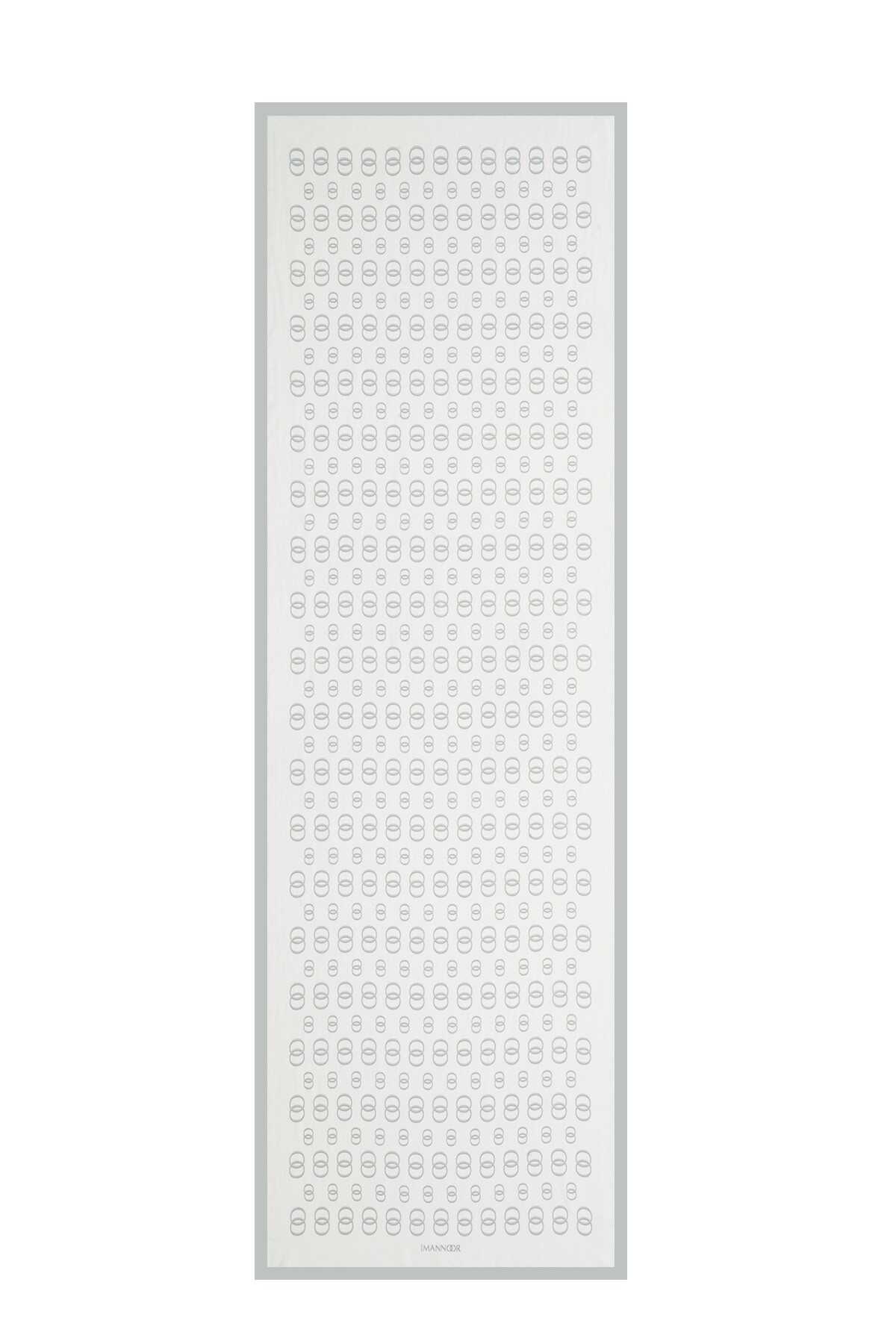 Zincir Baskı Beyaz Floş Viskon Şal 70x210