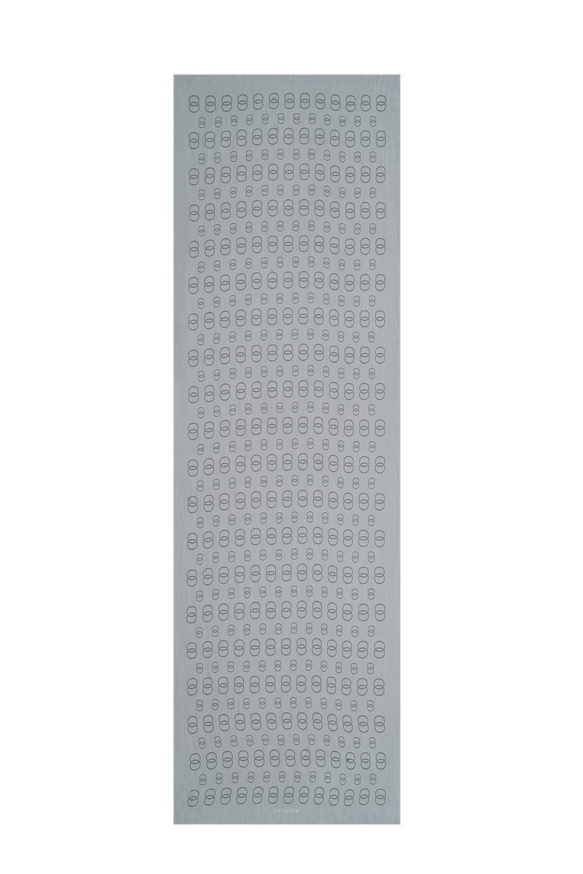 Zincir Baskı Gri Floş Viskon Şal 70x210