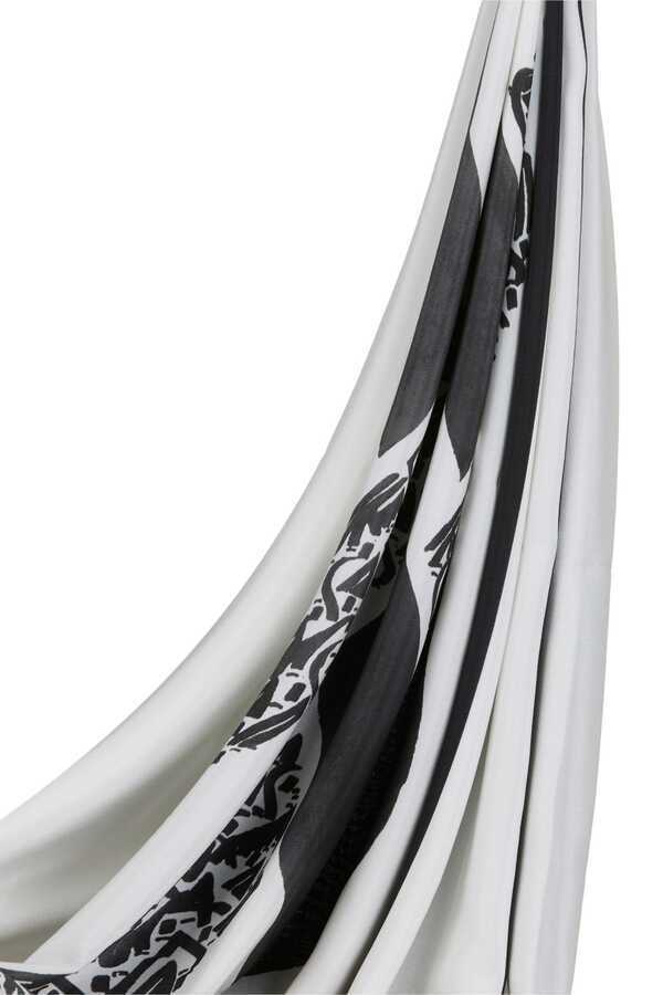 Zincir Beyaz-Siyah İpek Şal 70x220