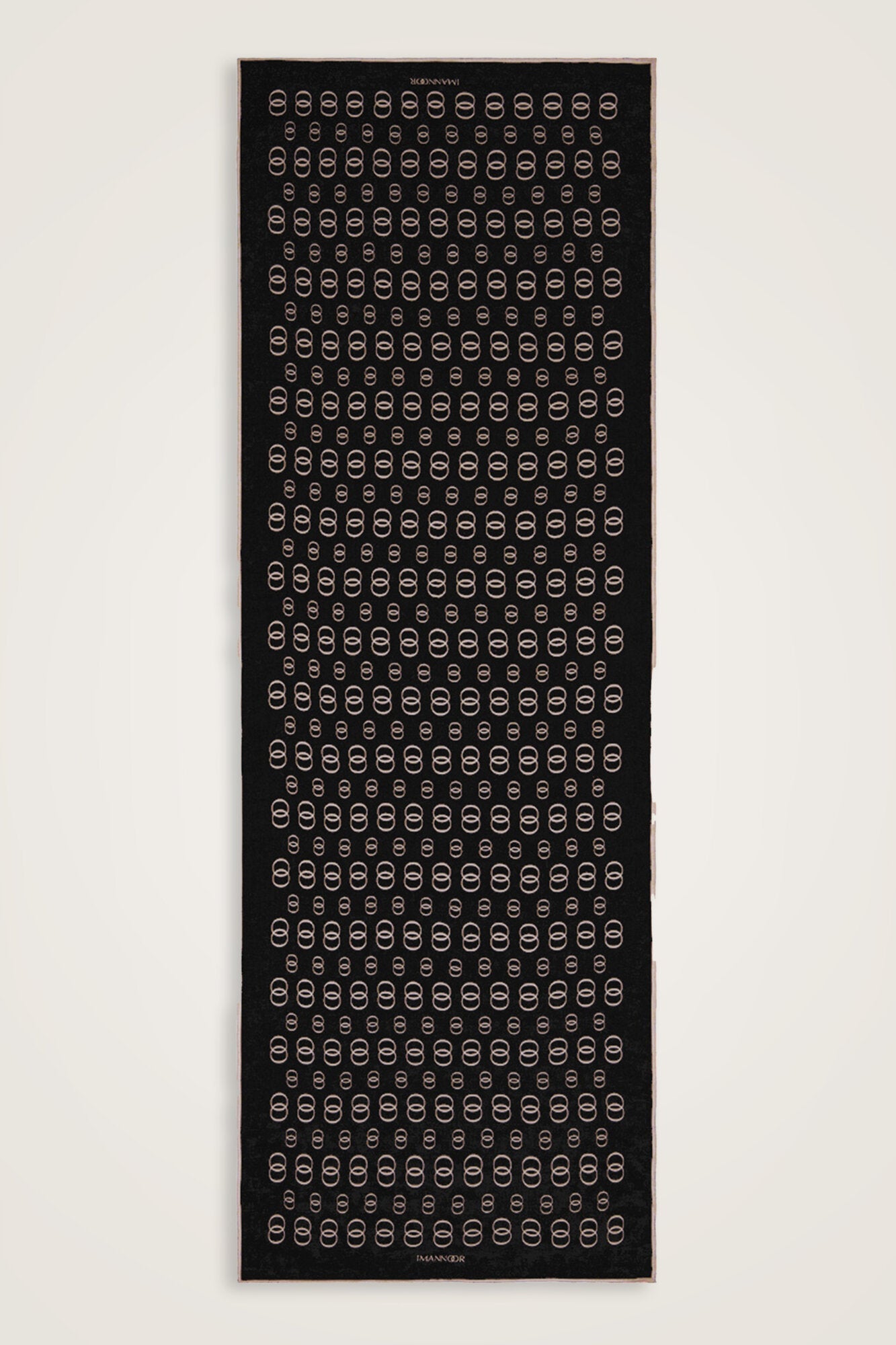 Zincir Logo Siyah-Krem Pamuk Floş Şal 70x210