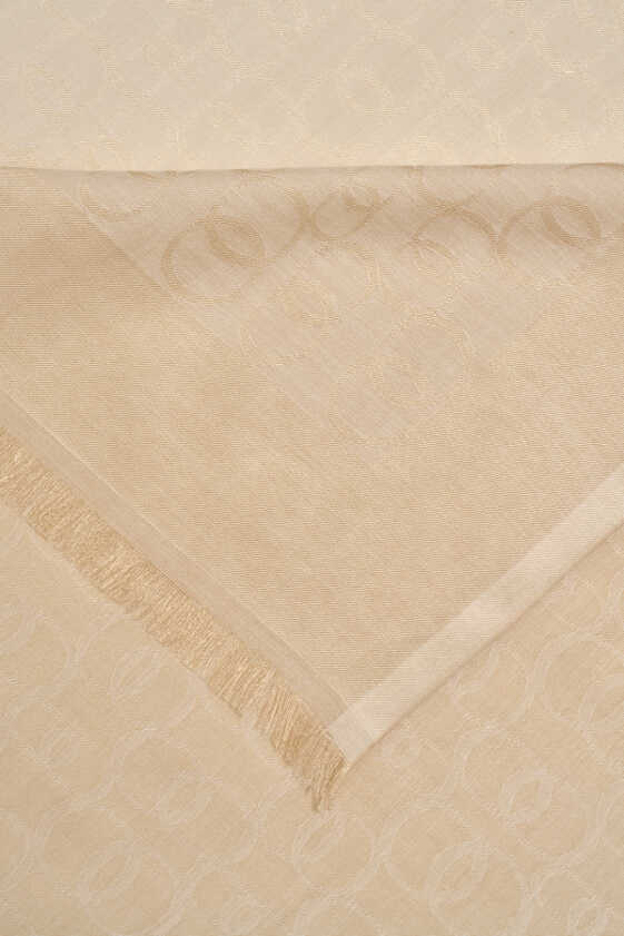 Zincir Monogram Açık Bej Pamuk İpek Şal 80x210