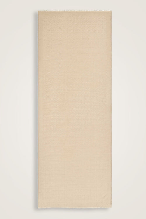 Zincir Monogram Açık Bej Pamuk İpek Şal 80x210