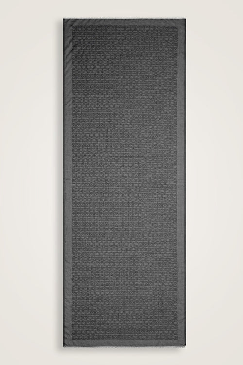 Zincir Monogram Antrasit Pamuk İpek Şal 80x210