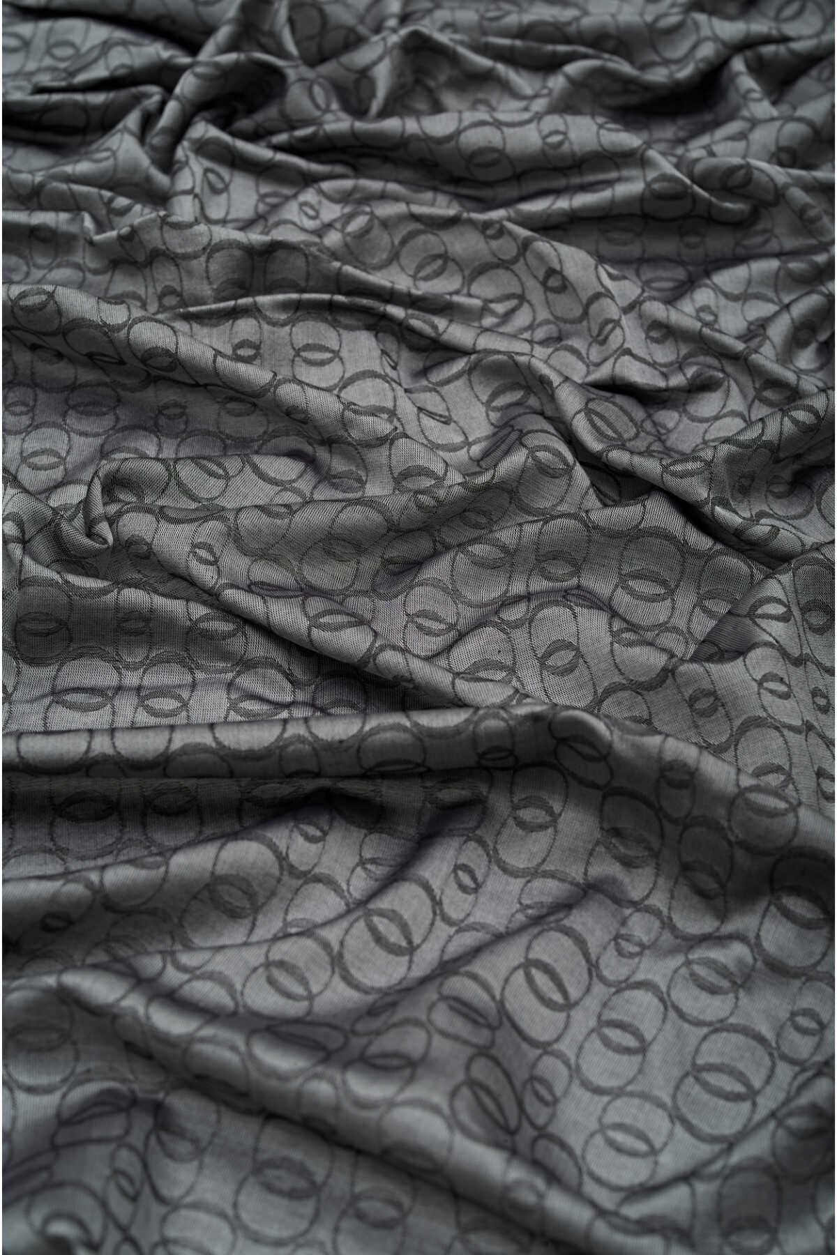 Zincir Monogram Antrasit Pamuk İpek Şal 80x210
