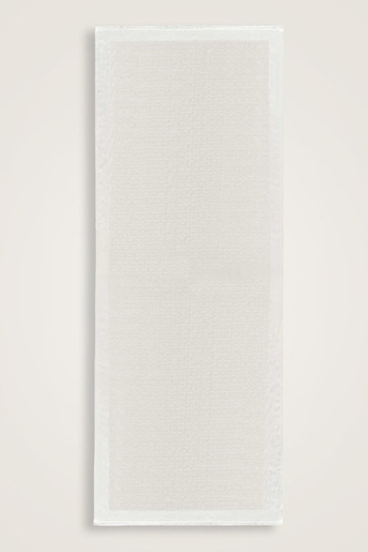 Zincir Monogram Beyaz Pamuk İpek Şal 80x210