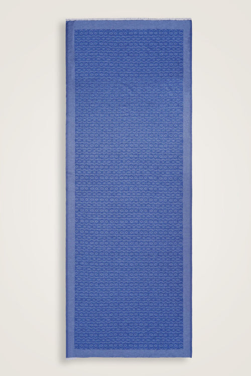 Zincir Monogram Denim Pamuk İpek Şal 80x210