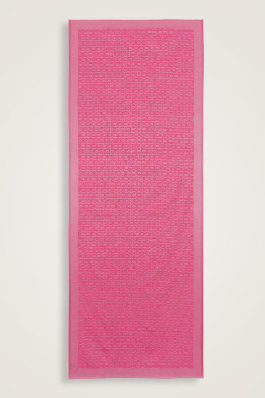 Zincir Monogram Fuşya Pamuk İpek Şal 80x210
