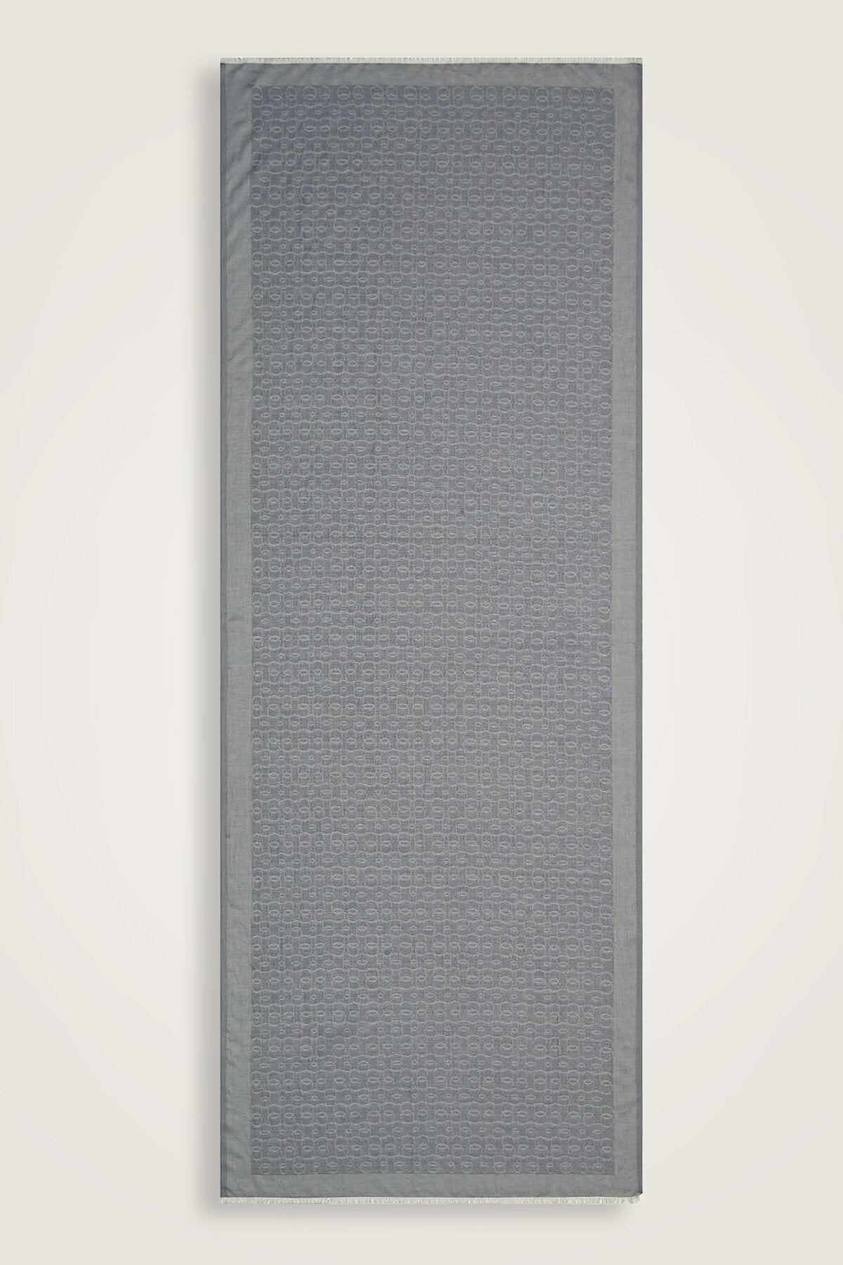 Zincir Monogram Gri Pamuk İpek Şal 80x210