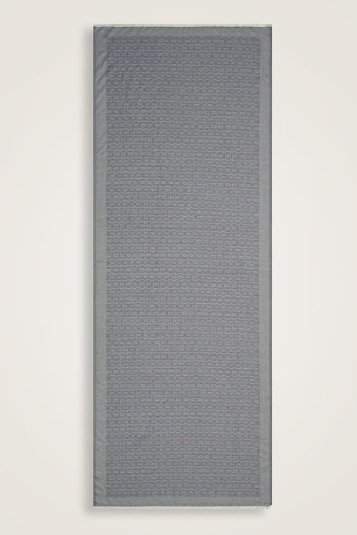 Zincir Monogram Gri Pamuk İpek Şal 80x210