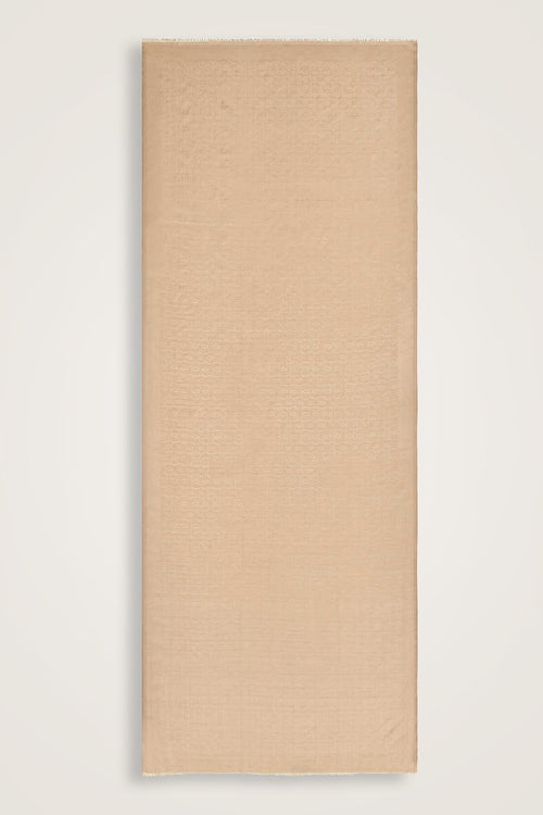 Zincir Monogram Koyu Bej Pamuk İpek Şal 80x210