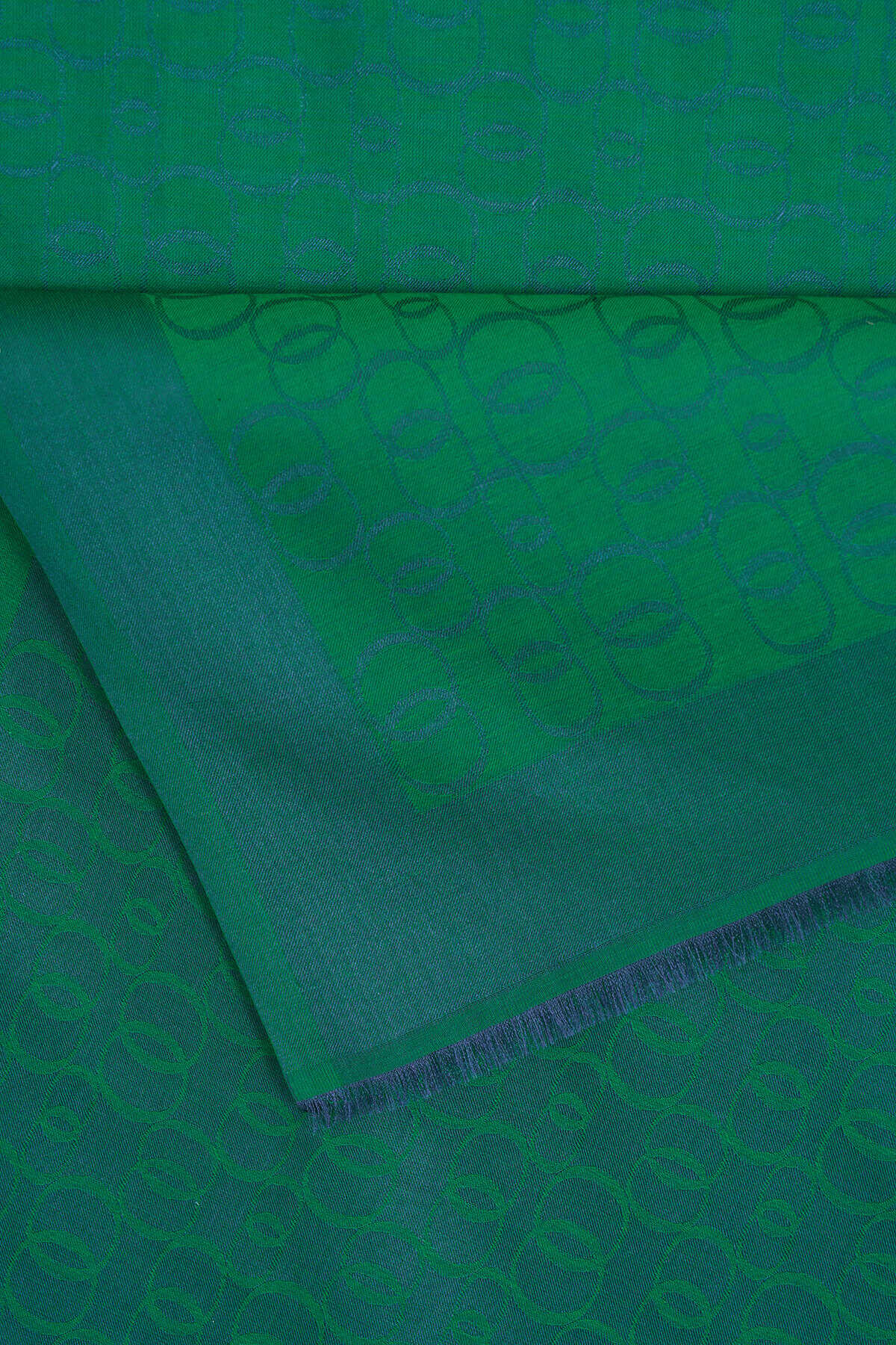 Zincir Monogram Lacivert-Yeşil Pamuk İpek Şal 80x210