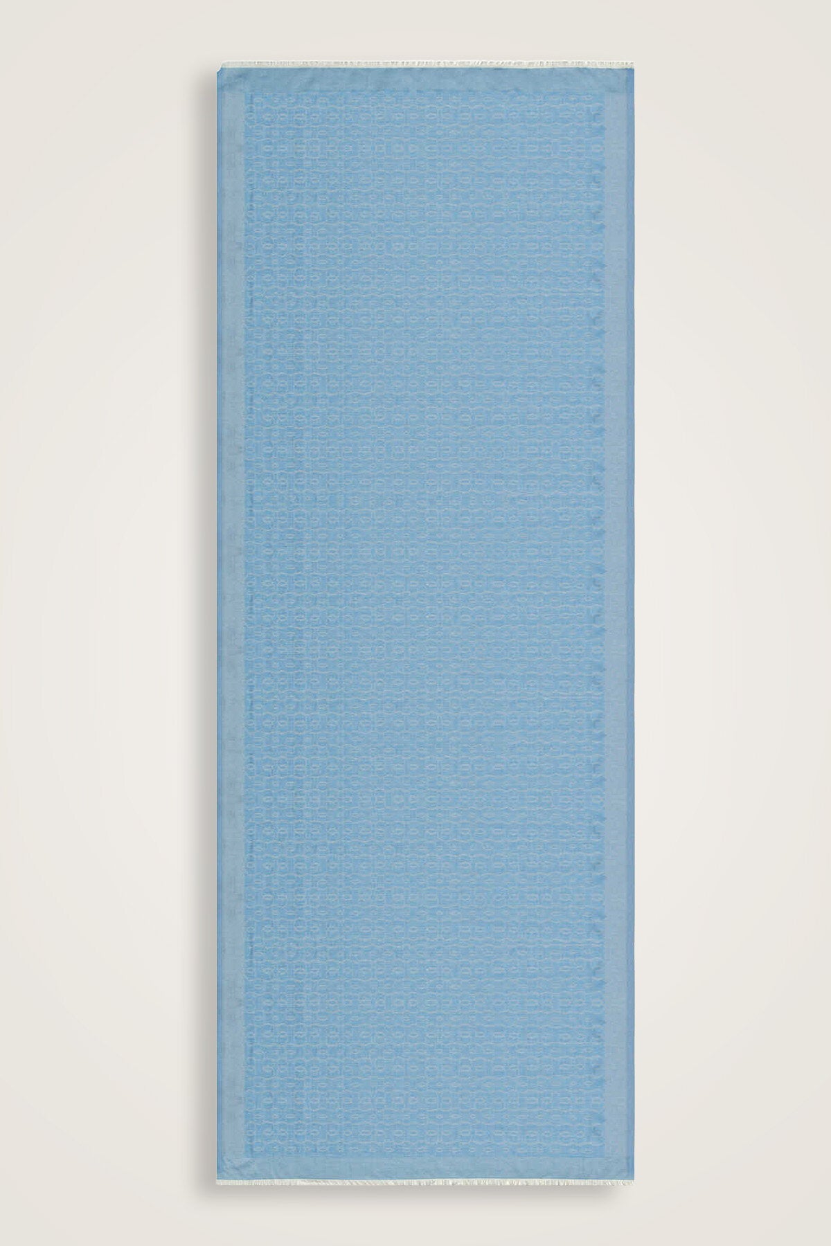 Zincir Monogram Mavi Pamuk İpek Şal 80x210