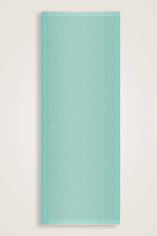 Zincir Monogram Nil Yeşili Pamuk İpek Şal 80x210
