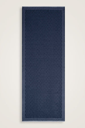Zincir Monogram Koyu Gri Pamuk İpek Şal 80x210