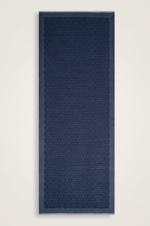 Zincir Monogram Koyu Gri Pamuk İpek Şal 80x210