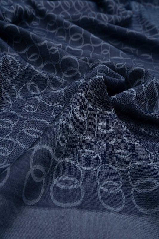 Zincir Monogram Koyu Gri Pamuk İpek Şal 80x210