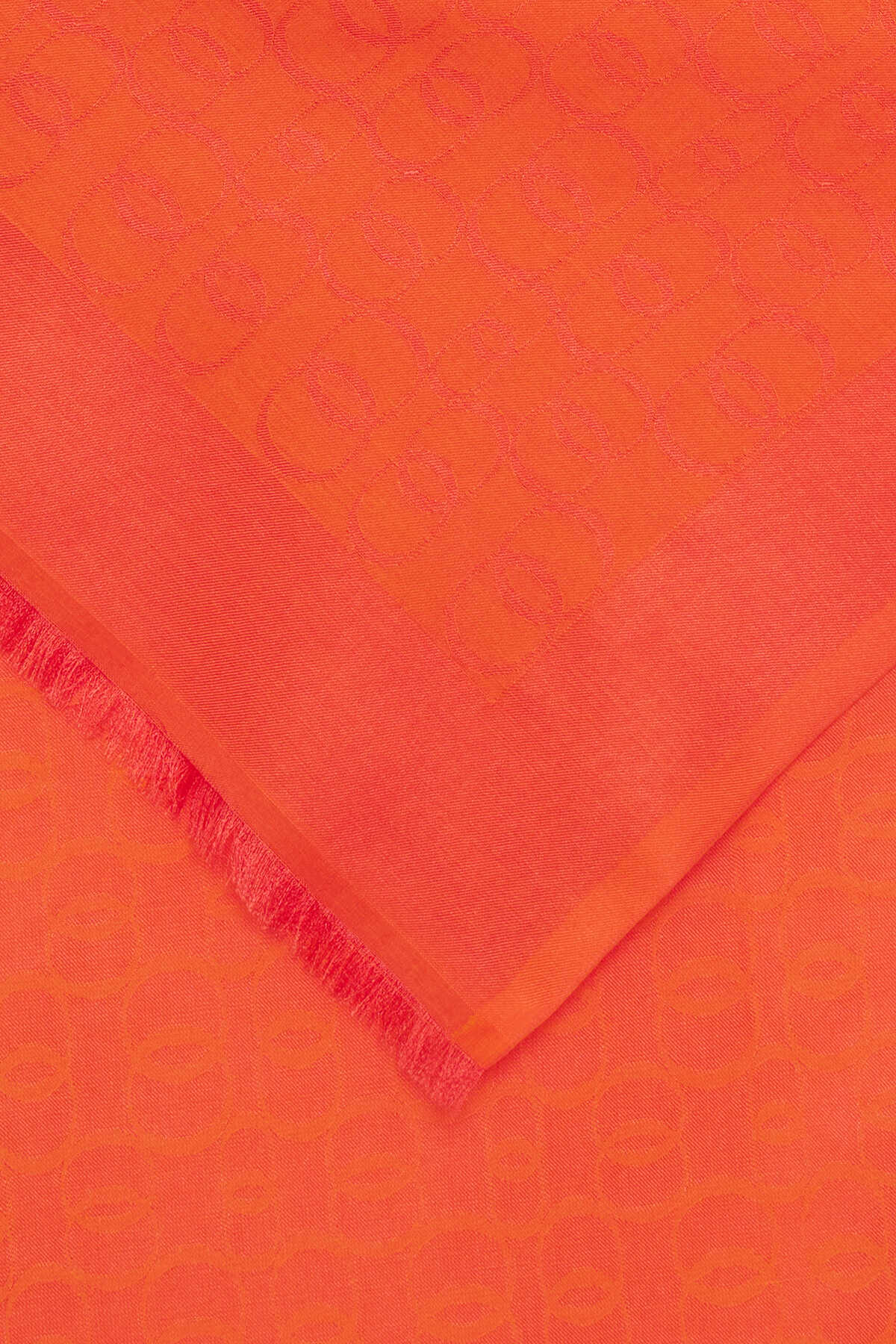 Zincir Monogram Turuncu Pamuk İpek Şal 80x210