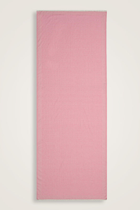Zincir Monogram Pembe Pamuk İpek Şal 80x210