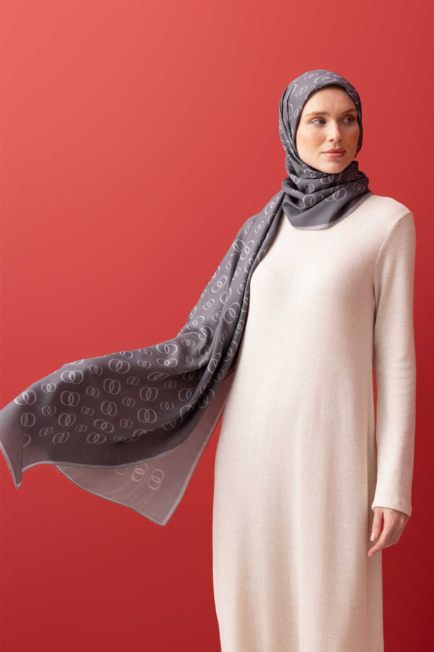Zincir Noor Füme Mat Floş Viskon Şal 70x210