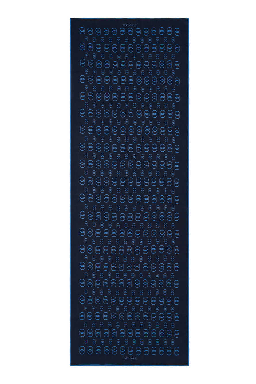 Zincir Noor Lacivert Mat Floş Viskon Şal 70x210
