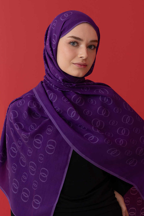 Zincir Noor Mor Mat Floş Viskon Şal 70x210