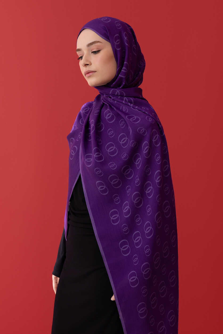 Zincir Noor Mor Mat Floş Viskon Şal 70x210