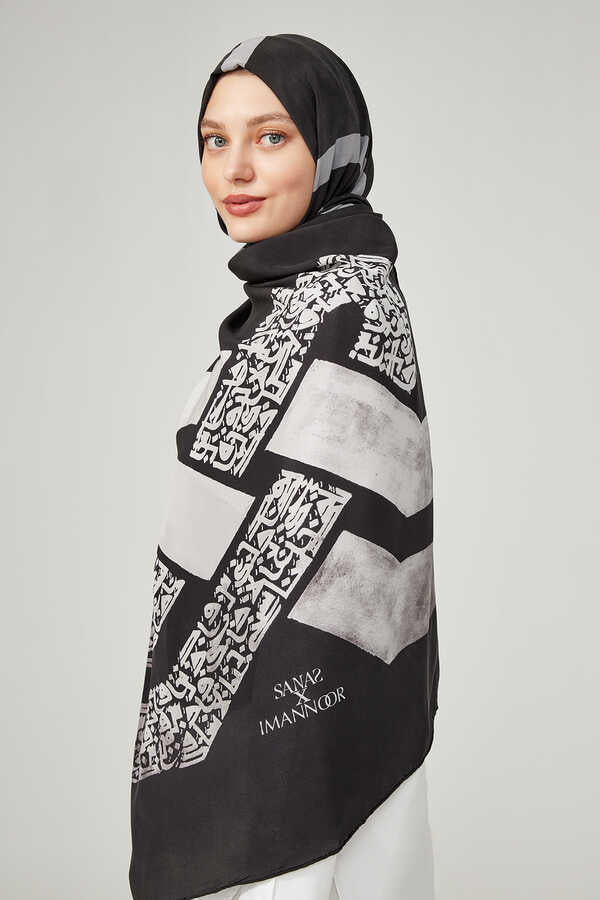 Zincir Siyah İpek Şal 70x220